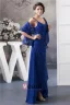2015 Elegant A-line V Neck Spaghetti Straps Beading Cascading Ruffles Mother Of The Bride Dress With Shawl