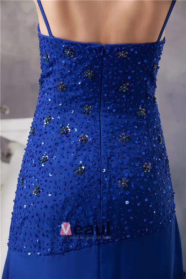 2015 Elegant A-line V Neck Spaghetti Straps Beading Cascading Ruffles Mother Of The Bride Dress With Shawl