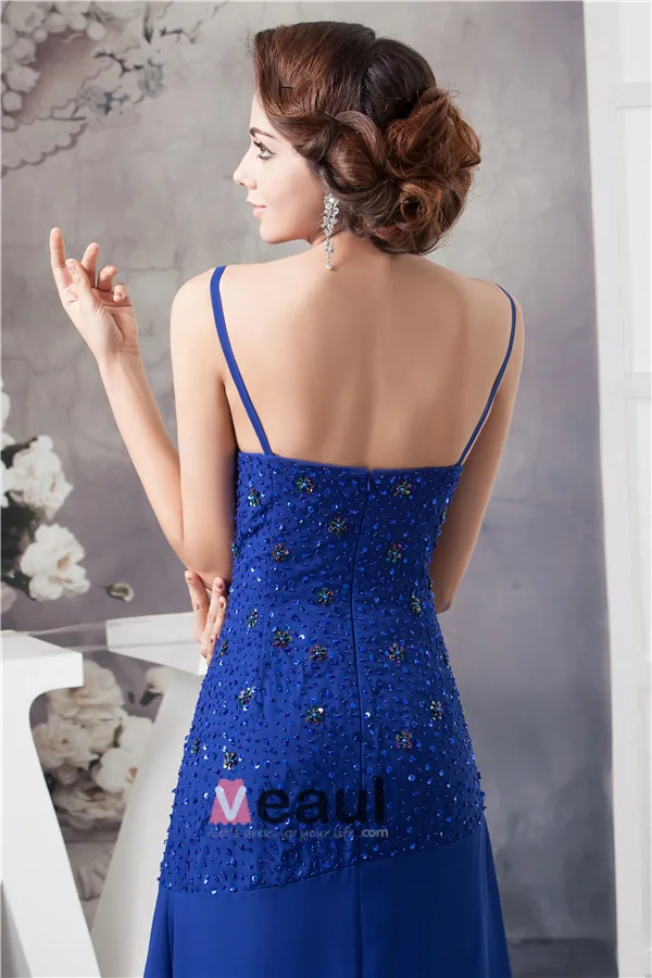2015 Elegant A-line V Neck Spaghetti Straps Beading Cascading Ruffles Mother Of The Bride Dress With Shawl