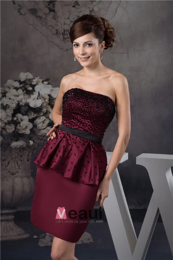 2015 Charming Strapless Beading Ruffle Sash Cocktail Dress