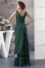 2015 Elegant V-neck Appliques Sequins Ruffles Long Dress Green Mother Of The Bride Dress