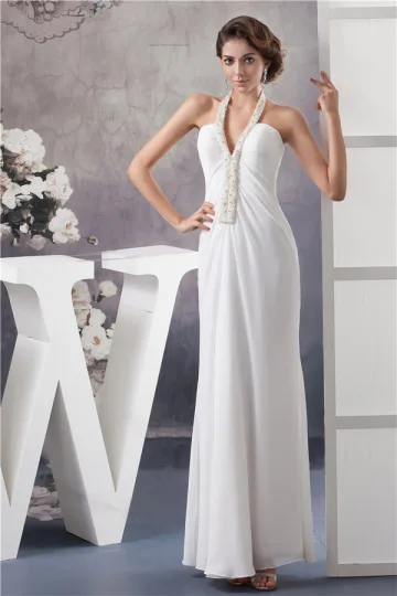 Licol Unique Gaine Robe De Soirée Blanche