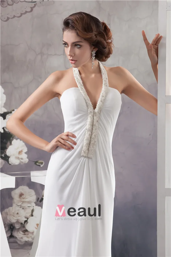 Licol Unique Gaine Robe De Soirée Blanche