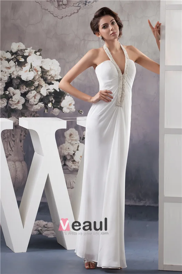 Licol Unique Gaine Robe De Soirée Blanche