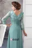 Elegant V Neck Lace Sleeves Pleated Long Dress Mother Of The Bride Dresses
