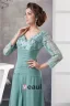 Elegant V Neck Lace Sleeves Pleated Long Dress Mother Of The Bride Dresses