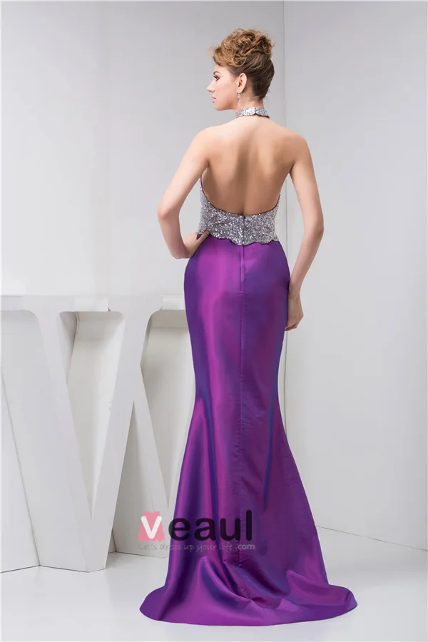 Bling Mantel Grimma Sequined Delad Främre Balklänningar
