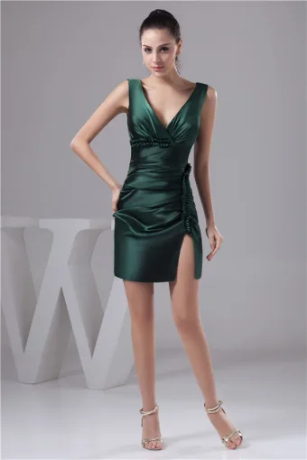 2015 Charming A Line V Neck Sleeveless Ruffles Short Cocktail Dress