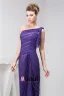 Unique A-line One Shoulder Pleated Long Formal Dress Purple Evening Dress
