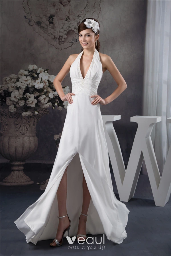 Floor length white dresses for graduation best sale