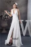 2015 Charming A-line Halter V Neck Beading Sash Long Dress White Graduation Dress Homecoming Dress