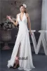 2015 Charmante Ein Online-halter Mit V-ausschnitt Sicke Schärpe Langes Kleid Weiß Abiballkleider / Abschlusskleider
