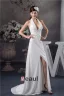 2015 Charming A-line Halter V Neck Beading Sash Long Dress White Graduation Dress Homecoming Dress