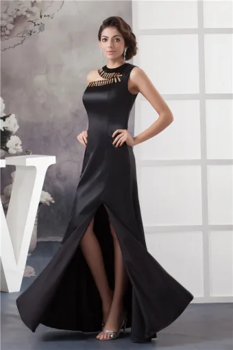 Attrayant Unique Cristal Décolleté D Une Épaule Robe De Bal Noire