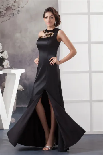Attrayant Unique Cristal Décolleté D Une Épaule Robe De Bal Noire