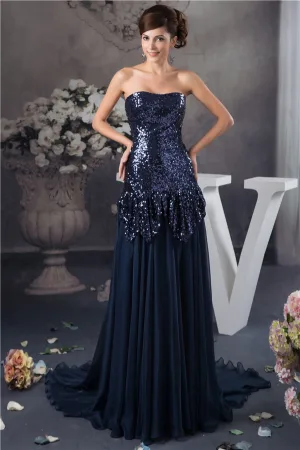 2015 Bling Sequined Strapless Ruffle Long Prom Dress