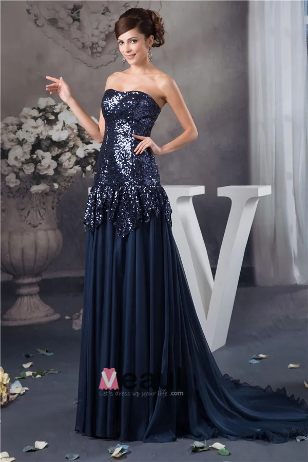 2015 Bling Sequined Strapless Ruffle Long Prom Dress