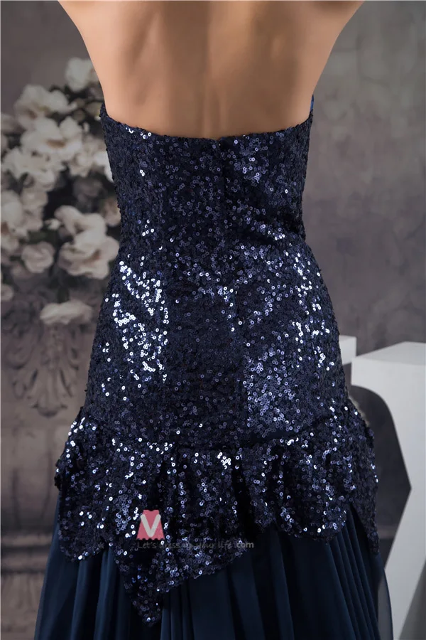 2015 Bling Sequined Strapless Ruffle Long Prom Dress