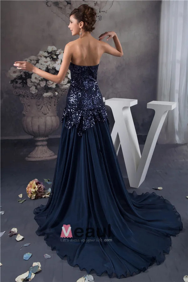 2015 Bling Sequined Strapless Ruffle Long Prom Dress