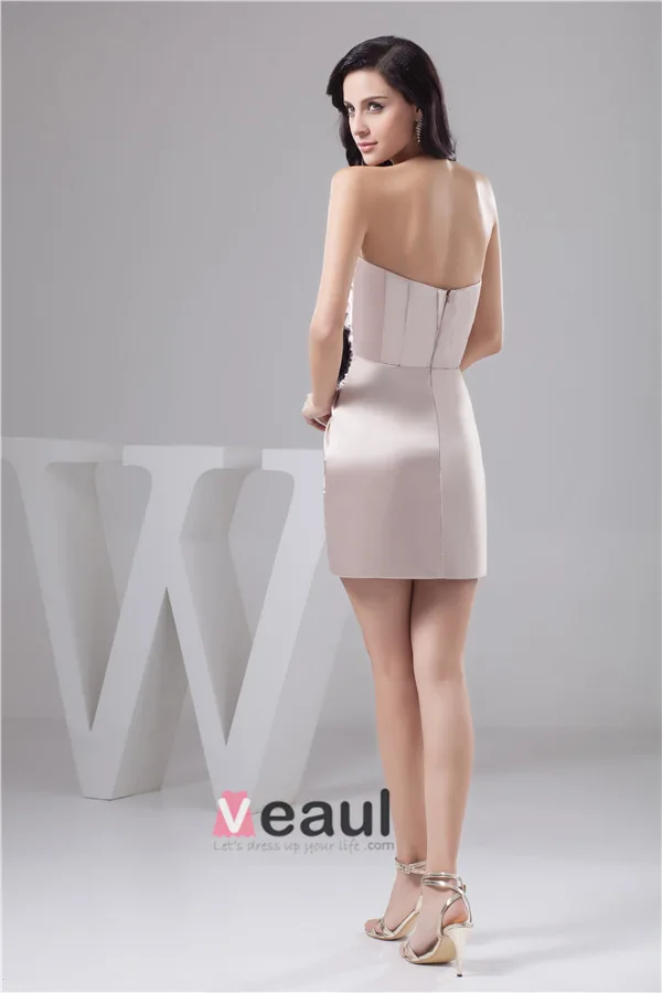 Charming Fit Strapless Ruffle Flower Short Party Dress