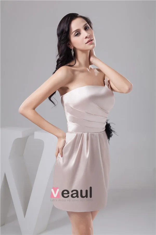 Charming Fit Strapless Ruffle Flower Short Party Dress