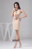 Charming Fit Halter V Neck Ruffle Handmade Flower Short Party Dress