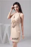Charming Fit Halter V Neck Ruffle Handmade Flower Short Party Dress