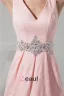 Charmante Cristal Écharpe De Cou De V Ajustement Robe De Cocktail Rose