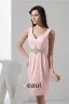 Charmante Cristal Écharpe De Cou De V Ajustement Robe De Cocktail Rose