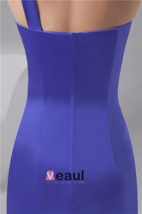 2015 Cute Fit One Shoulder Crystal Bow Beading Cocktail Dress