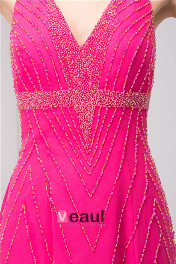 2015 Charming V-neck Halter Beading Empire Evening Dress