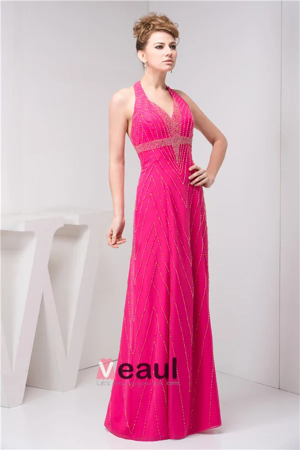 2015 Charming V-neck Halter Beading Empire Evening Dress