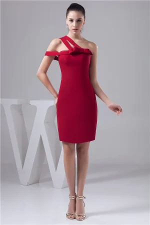 2015 Charming Red Cocktail Dress One Shoulder Sheath Party Dress