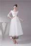 Charming Ball Gown Scoop Neck Lace Sleeves Tea Lenght Wedding Dress Short Bridal Gown