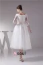 Charming Ball Gown Scoop Neck Lace Sleeves Tea Lenght Wedding Dress Short Bridal Gown