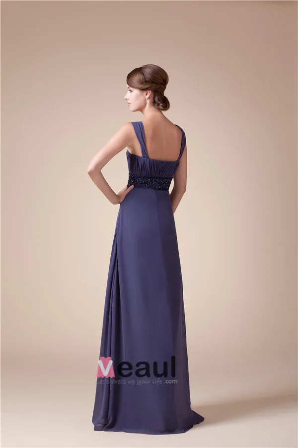 2015 Classic Empire Straps Pleated Beading Sash Long Evening Dresses
