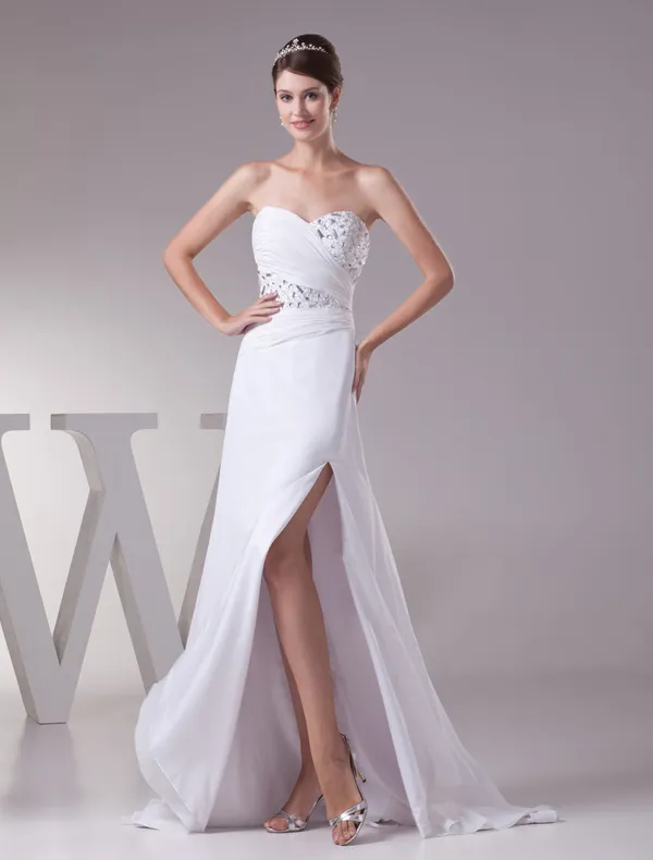 2015 Luxury Beaded Crystal Sweetheart Strapless Pleated Long Graduation Dress White Prom Dress