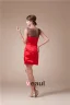 2015 Beautiful Tulle Neck Ruffle Satin Short Cocktail Dress Red Little Party Dress