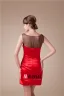 2015 Beautiful Tulle Neck Ruffle Satin Short Cocktail Dress Red Little Party Dress