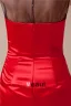2015 Beautiful Tulle Neck Ruffle Satin Short Cocktail Dress Red Little Party Dress