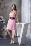 Cute Strapless Pleated Pink Party Dress Black Sash With Handmade Flowers Simple Cocktail Dress