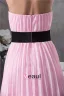 Cute Strapless Pleated Pink Party Dress Black Sash With Handmade Flowers Simple Cocktail Dress