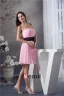 Cute Strapless Pleated Pink Party Dress Black Sash With Handmade Flowers Simple Cocktail Dress