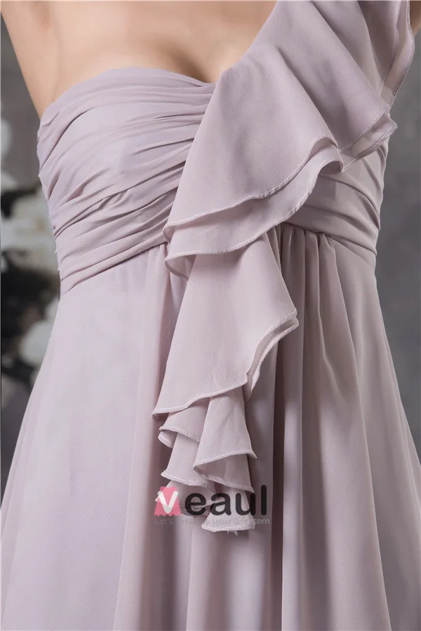 Volant D'empire Unique Une Épaule Robe Courte De Demoiselle D'honneur Plissée