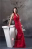 2015 Unique Mermaid Halter V-neck Appliques Prom Dress Red Evening Dress