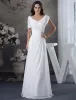 Einzigartige V-ausschnitt Schulter Rüschen Weißen Abendkleid