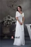 Épaules V-cou Uniques Ruffle Robe De Soirée Blanche