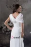 Épaules V-cou Uniques Ruffle Robe De Soirée Blanche