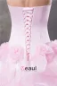 2015 Luxury Ball Gown Halter Handmade Flowers Ruffles Organza Pink Prom Dress