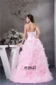 2015 Luxury Ball Gown Halter Handmade Flowers Ruffles Organza Pink Prom Dress